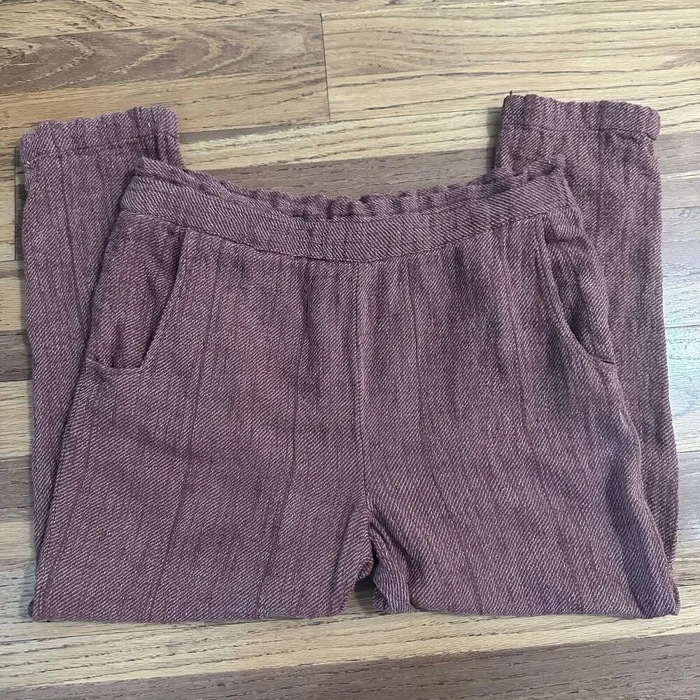 Free People Women’s Cropped Paper Bag Pants, Dusty Rose,‎ NO BELT, Size 12